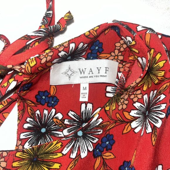 WAYF Medium Long Sleeve Tie Back Floral Dress Retro 70s Inspired - Picture 9 of 12